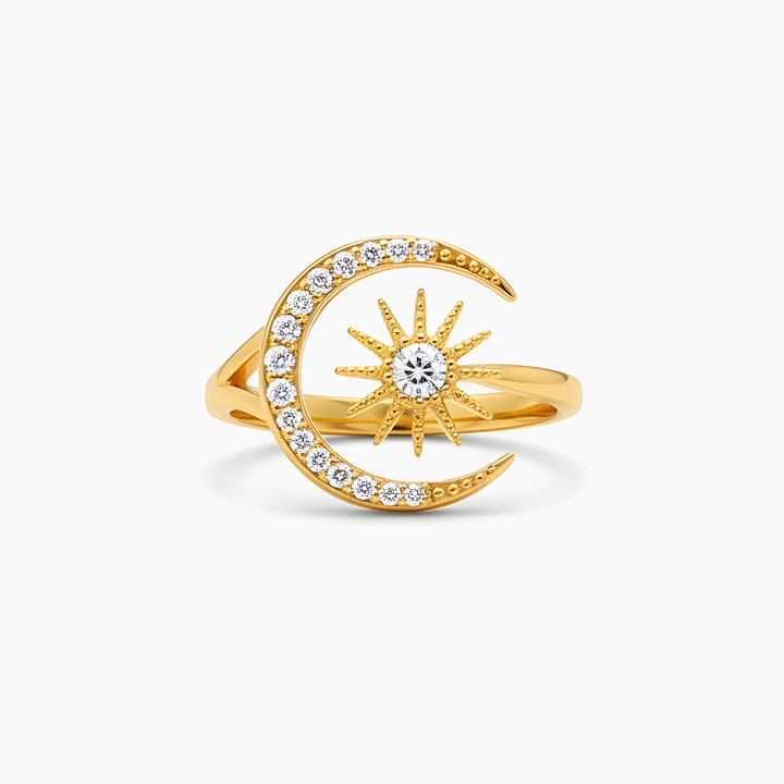 Anillo Luna y Estrella Brillante