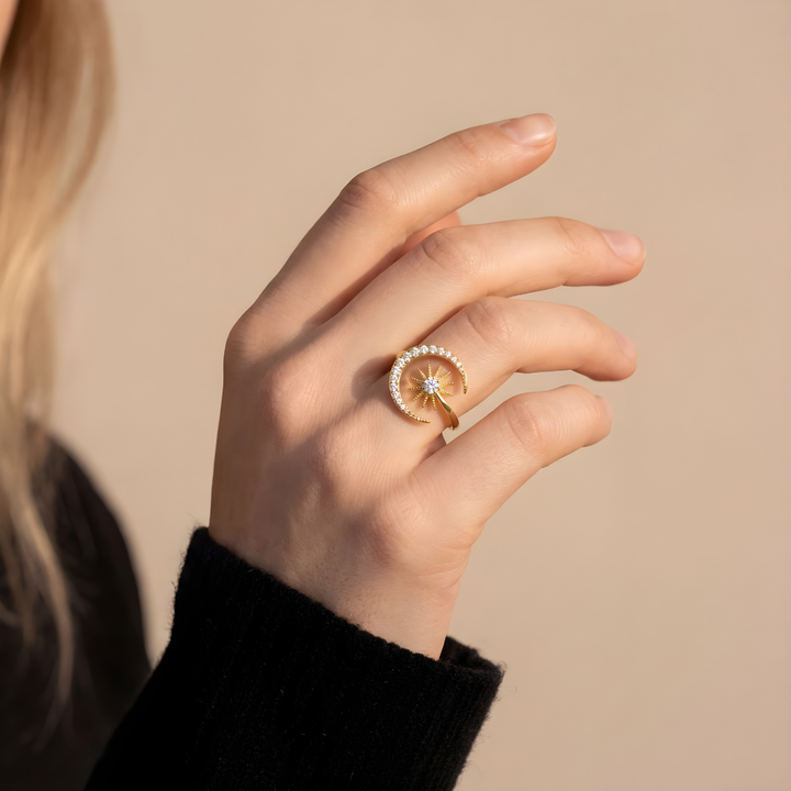 Anillo Luna y Estrella Brillante